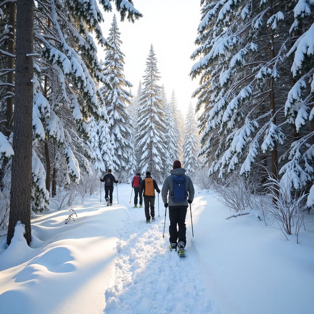 Winter snowshoeing expedition