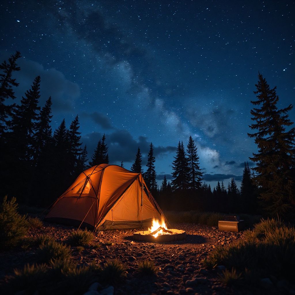 Camping under stars